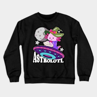 Astrolotl Axolotl Halloween Witch Funny Axolotl Witch Kawaii Crewneck Sweatshirt